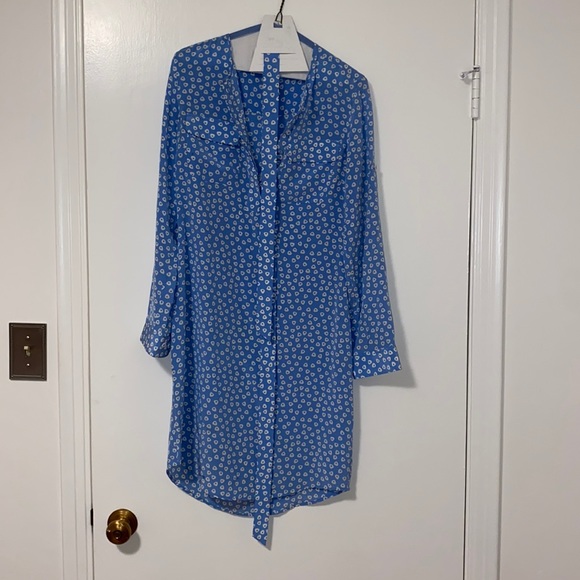 Blue and white silk shirt dress. Fits perfectly.